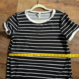 Women's MTS Striped T-Shirt Dress Size S Black White Clearance